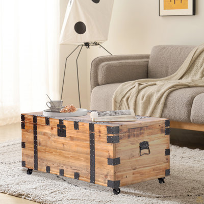 Trunk Table With Four Wheel Large Capacity Storage Coffee Table