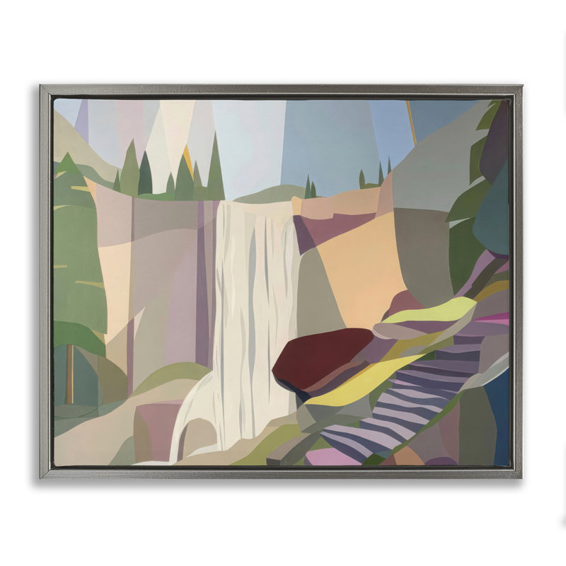 Cadre flottant Yosemite & Mist Trail, design par Melba Browne, Cadre flottant gris lustré, H 17 po x l 21 po
