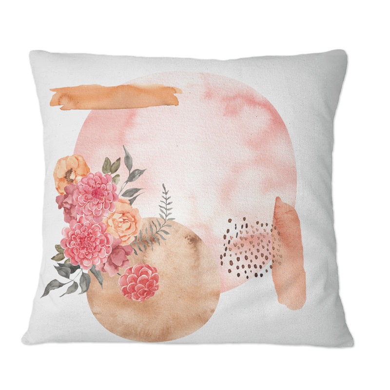 Formes géométriques abstraites dans des tons de terre IV - Coussin décoratif imprimé traditionnel, 18 po x 18 po