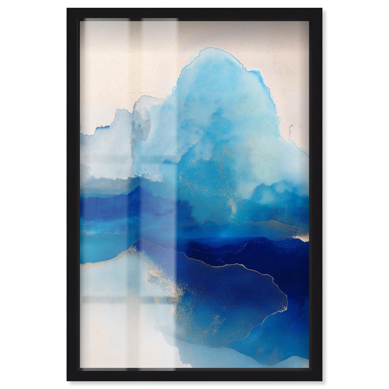 «Water Diptych I Blue Decor Shadowbox» par Art Remedy, H 16 po x l 11 po, Noir