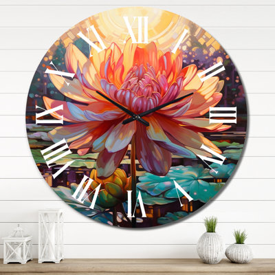 Horloge murale «Chrysanthemum in Lake Retro»