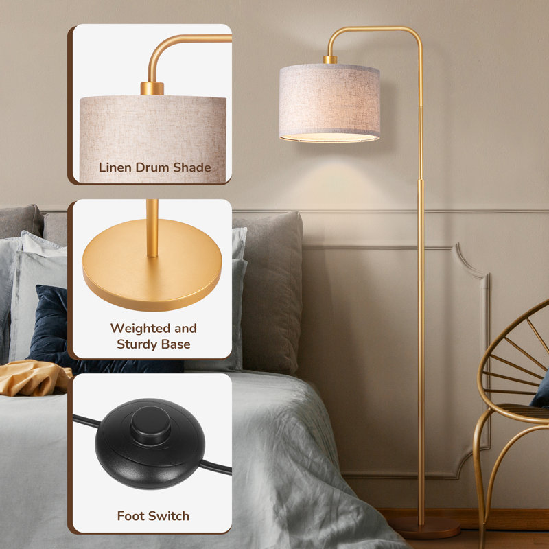 Ellingsworth 63'' Arched Floor Lamp with Remote Control