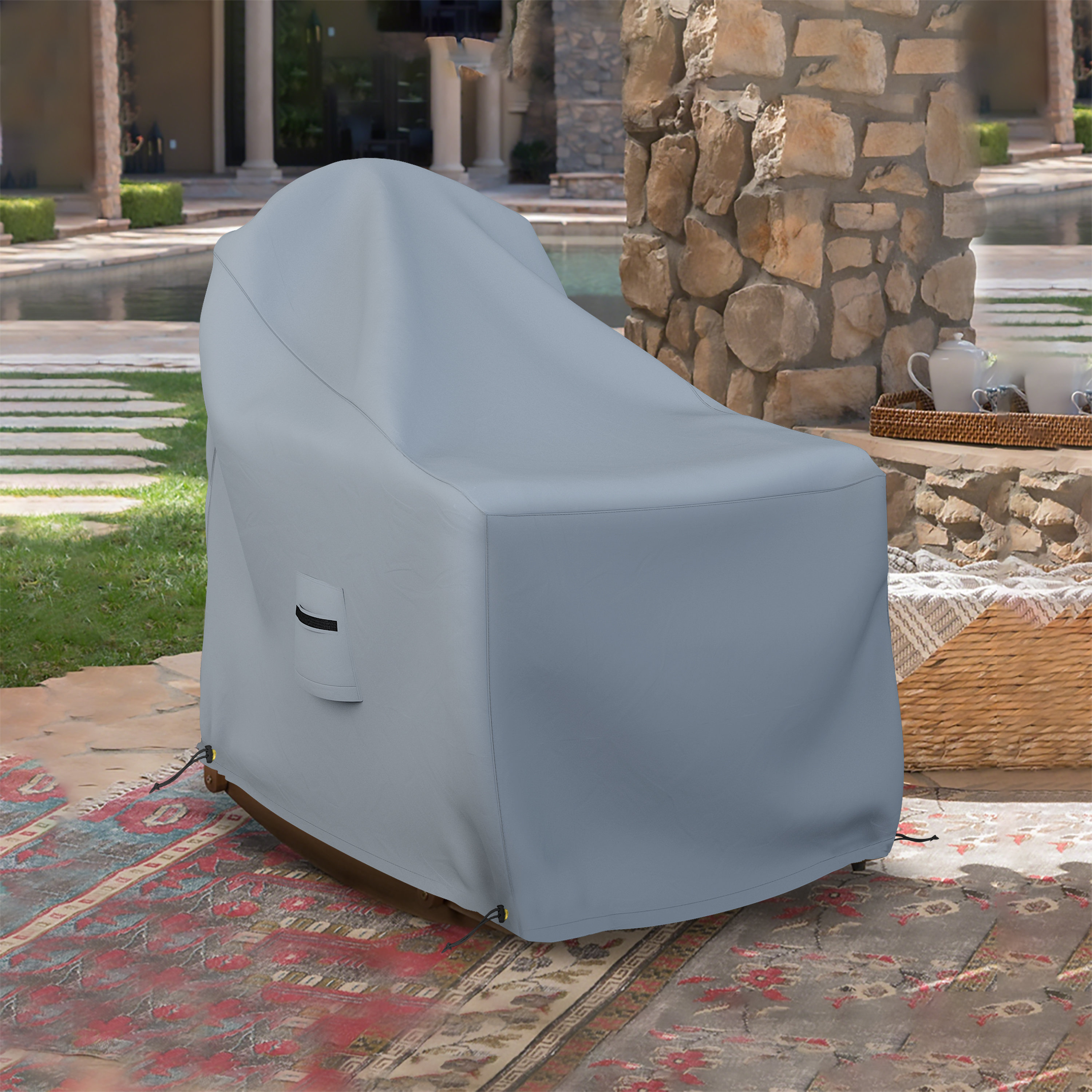 Housse De Protection Pour Chaise De Patio - Taille 80x85x91,5 Cm, Tissu Oxford 600D Imperméable - Avec Cordon Réglable Et Sangles