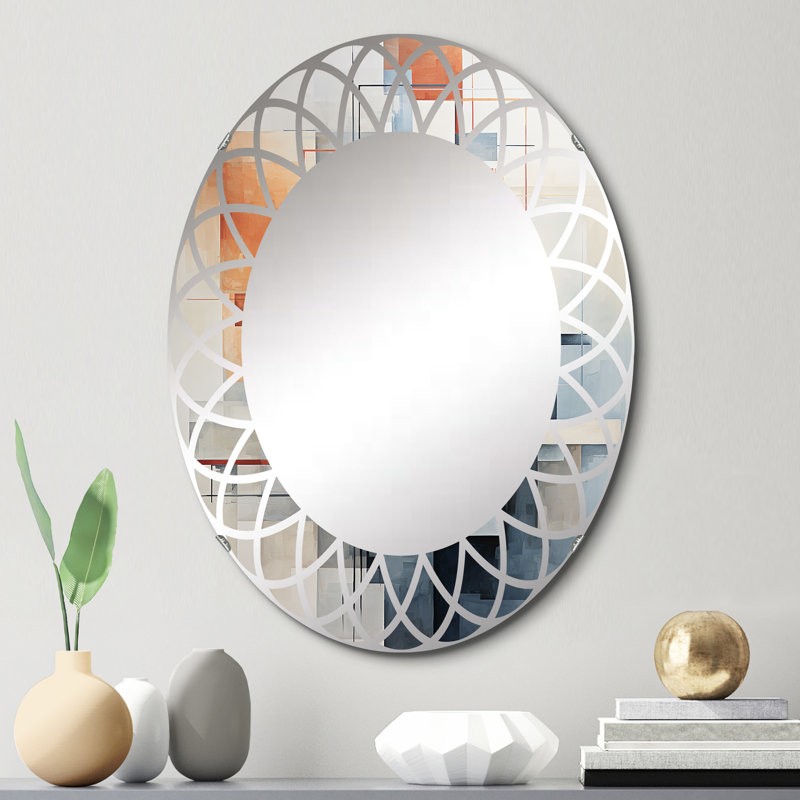 Tsakistra - Miroir mural Mid-Century ovale, 30 po x 20 po