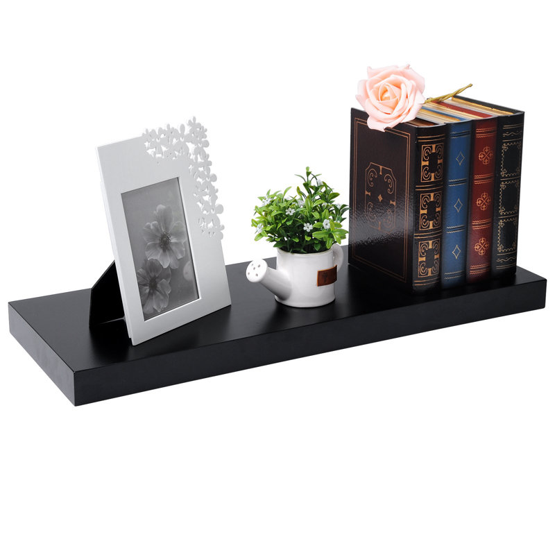 2 Piece Floating Shelf, 3.8cm H x 60cm W x 22.9cm D, Black