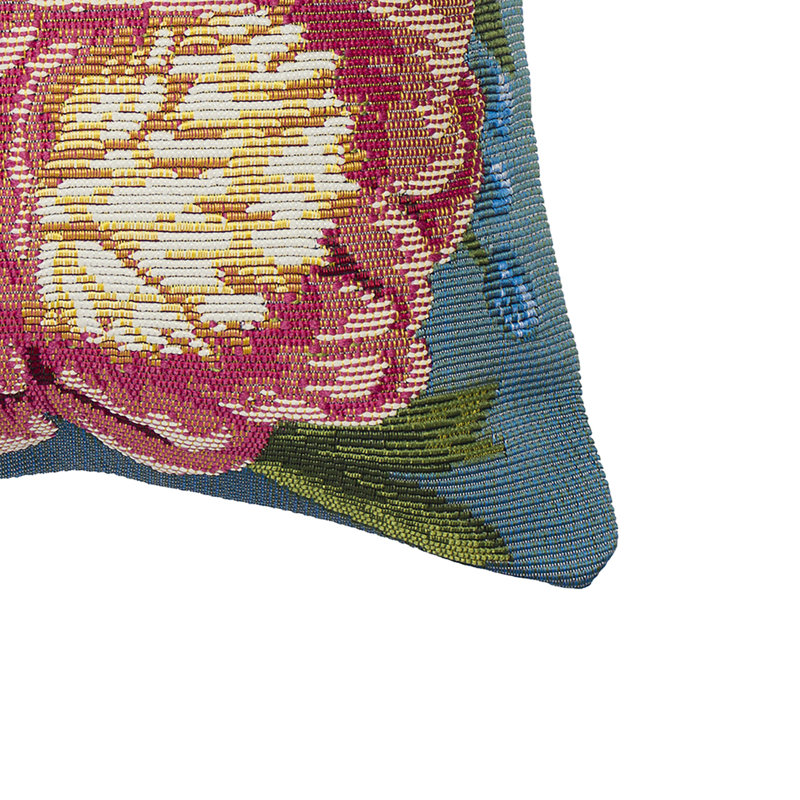 Marina Floral Outdoor Throw Pillow, Aqua, Rectangle 12"H x 18"W