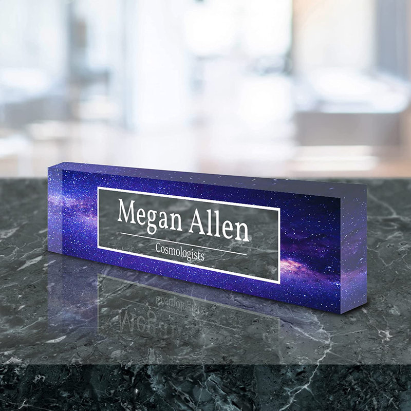 Plaque nominative personnalisée Galaxy, Oui, Blanc