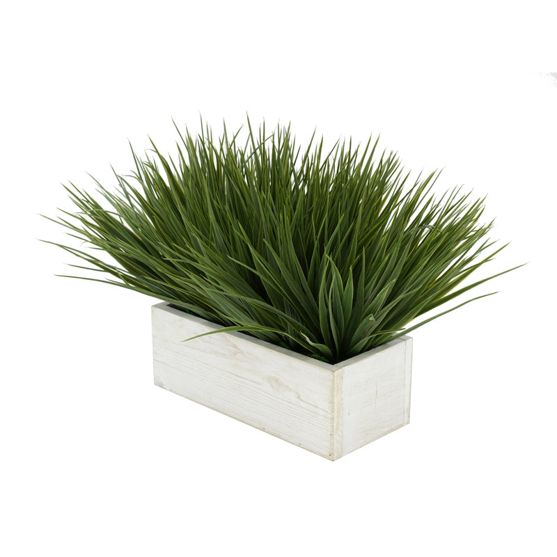 Herbe d'oignon artificielle en pot, Vert foncé, Blanc, H 9 po x L 15 po x P 10 po