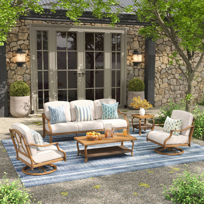 Arcadia Patio 5 Person Aluminum Swivel Conversation Set With Cushions