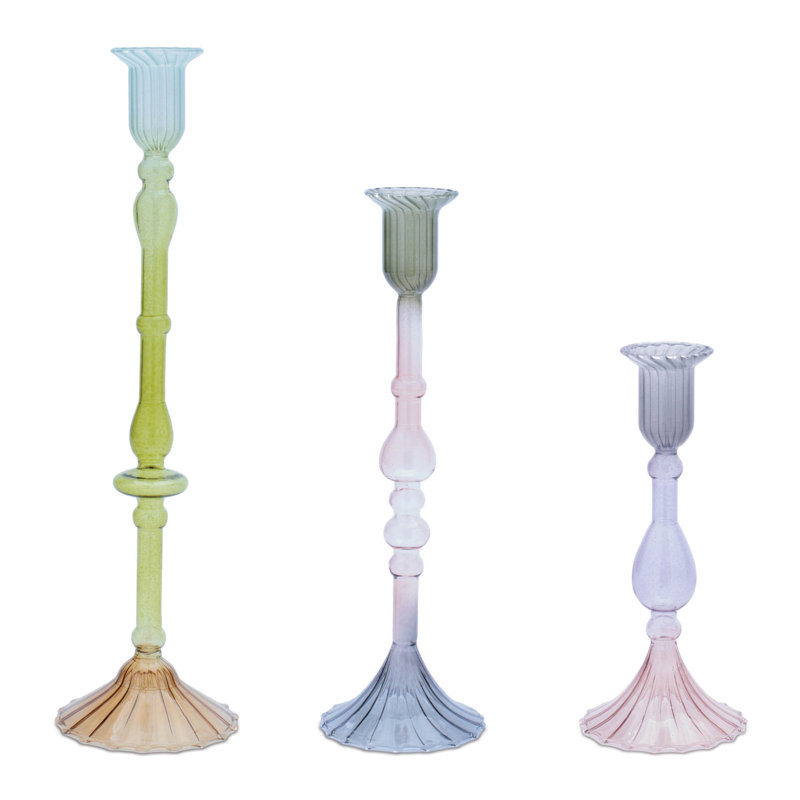 Multicolored Glass Taper Candle Holder