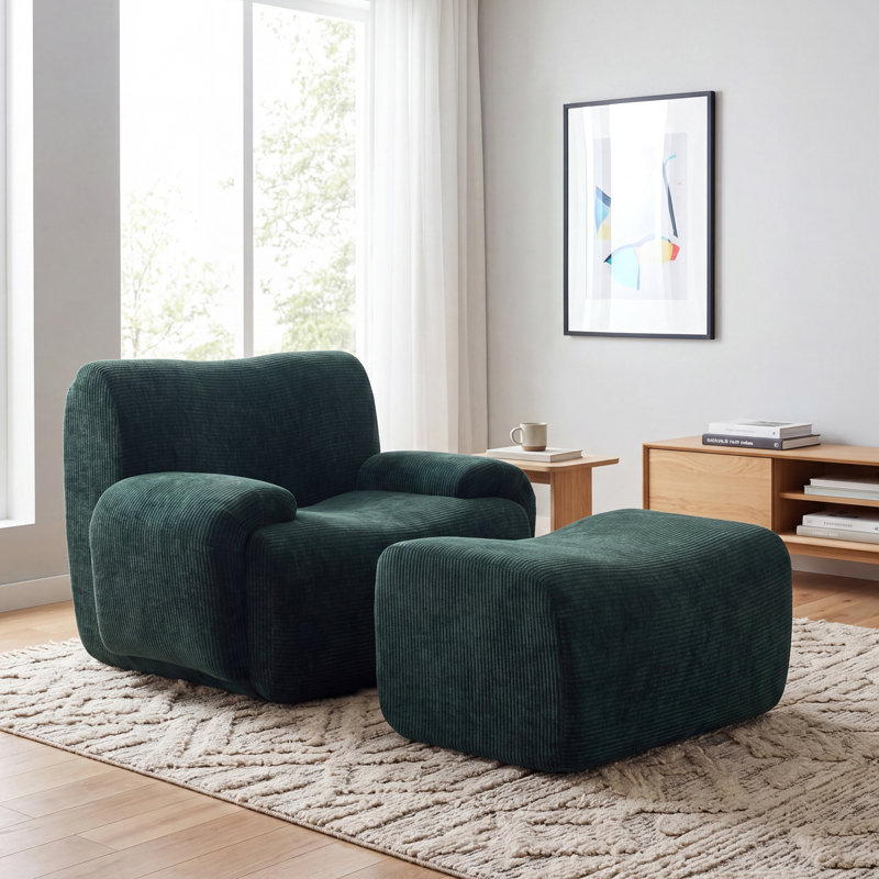 1 Seater Chenille Sofa, Green