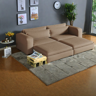 Multifunctional Camel Foam Sleeper Sofa For Modern Living Room