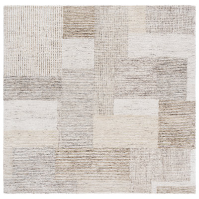 Tapis ivoire / beige en laine / coton touffeté à la main Sigrith