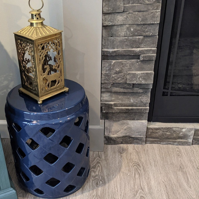 Caron Ceramic Accent Stool - Navy