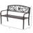 50" Garden Bench, Outdoor Patio Bench With Animal Pattern, Cast Steel Metal Bench For Yard, Lawn, Porch