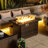 Propane Gas Fire Pit Table, 50000 BTU Rectangular Fire Pit, Tile Tabletop With Beautiful Wicker Base