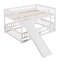 Lit superposé avec glissade, lit superposé double au-dessus de double avec clôture et échelle pour enfants en bas âge, adolescents, blanc