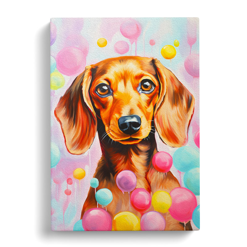 Dachshund Bubble Gum No.2 - No Frame Print, 50cm H x 35cm W x 3cm D