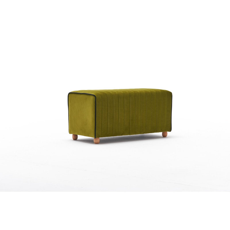 Teksas Laylanii Upholstered Ottoman Rectangular Pouf, Green
