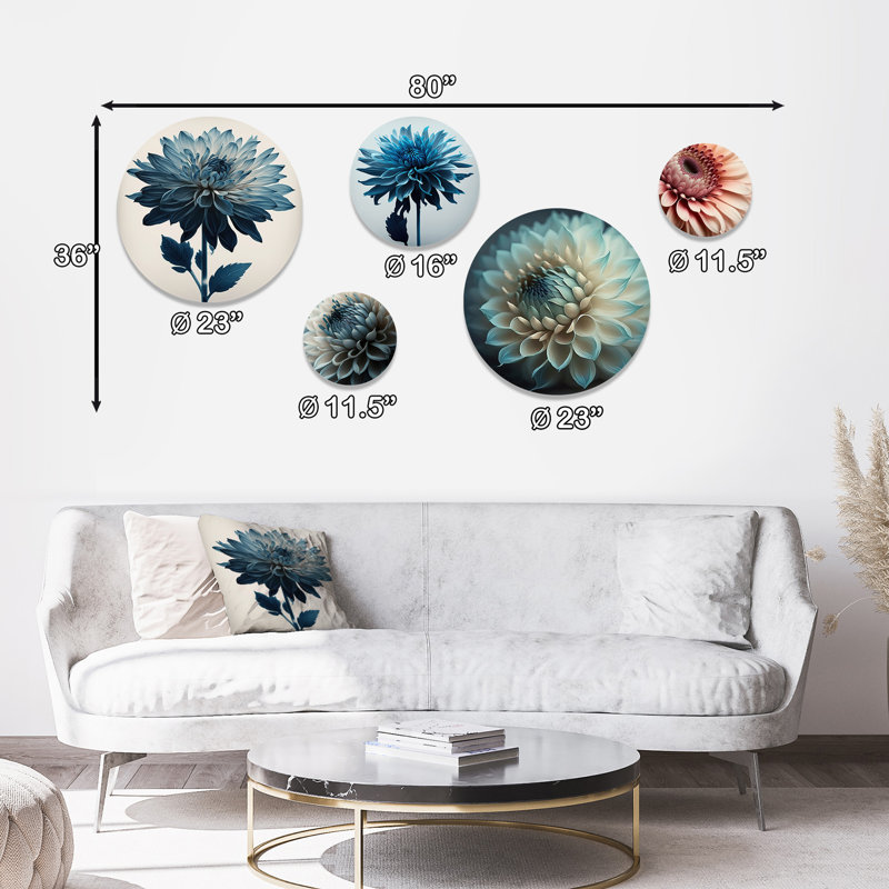 Hyperrealistic Blue And White Flower I - Floral Metal Wall Décor