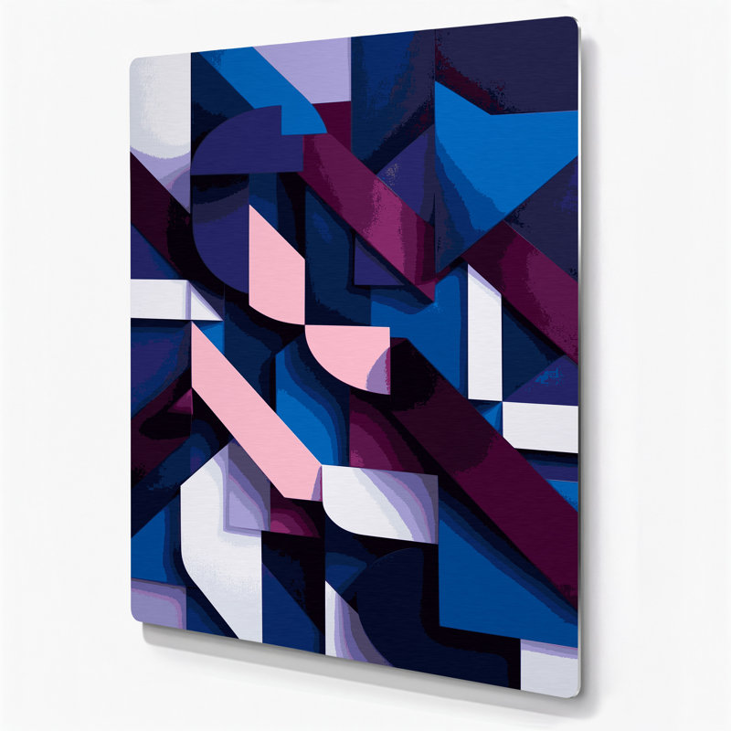 Abstrait formes 73, art mural en métal mauve, H 24 po x l 36 po
