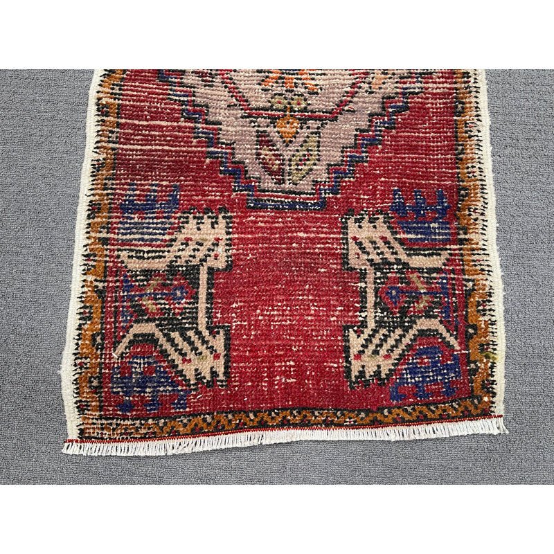 Tapis traditionnel en laine rouge 1,5 x 3,0 pi