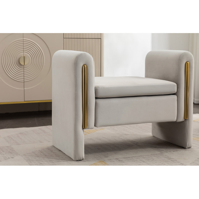 Banc de maquillage en velours, Gris clair