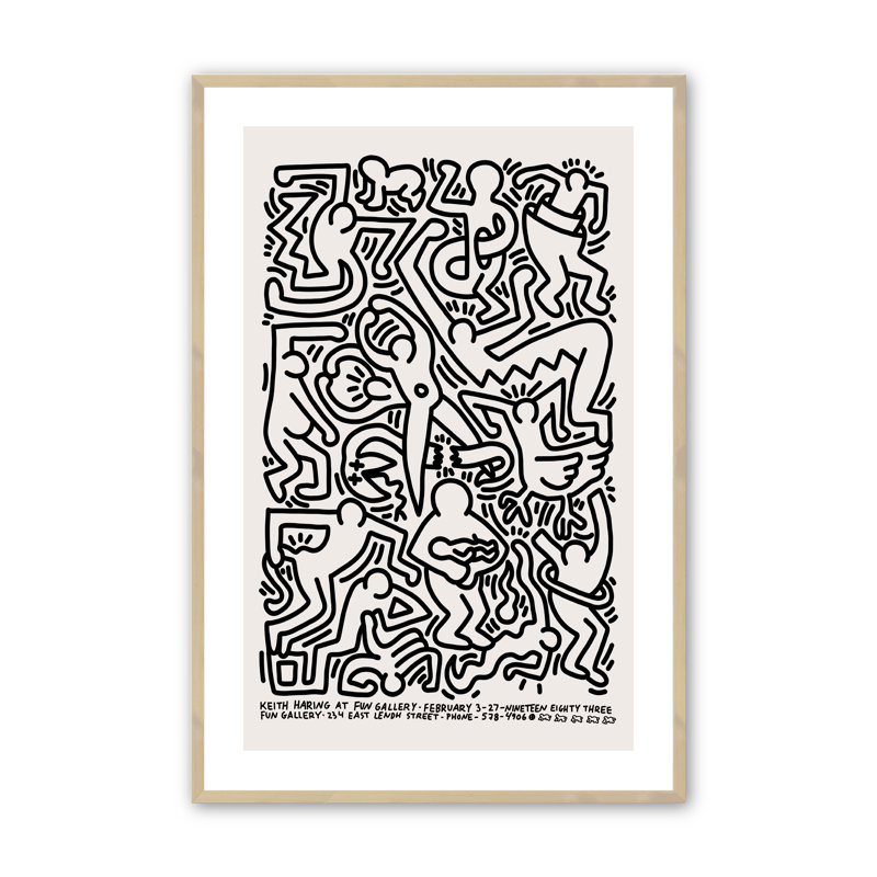 Abstract People Print dans un cadre mural, Érable brut, H 24 po x l 18 po x P 1,25 po