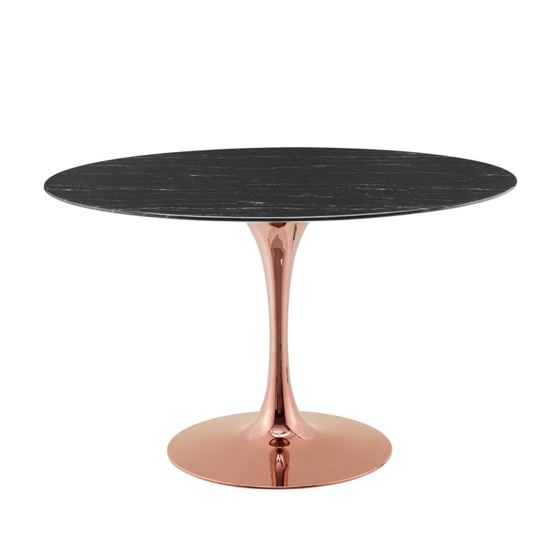 Table de bar Lippa, plateau rond en marbre artificiel, par Modway, Rose, L 47 po x l 47 po