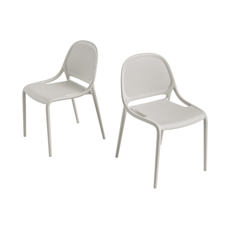 Chaise de salle à manger empilable Dewald, Gris ciment