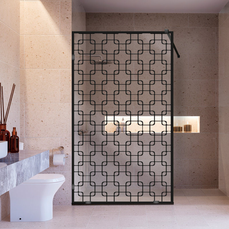 Panneau de douche en verre noir l 33-1 / 2 po x H 75 po, Clair, Oui