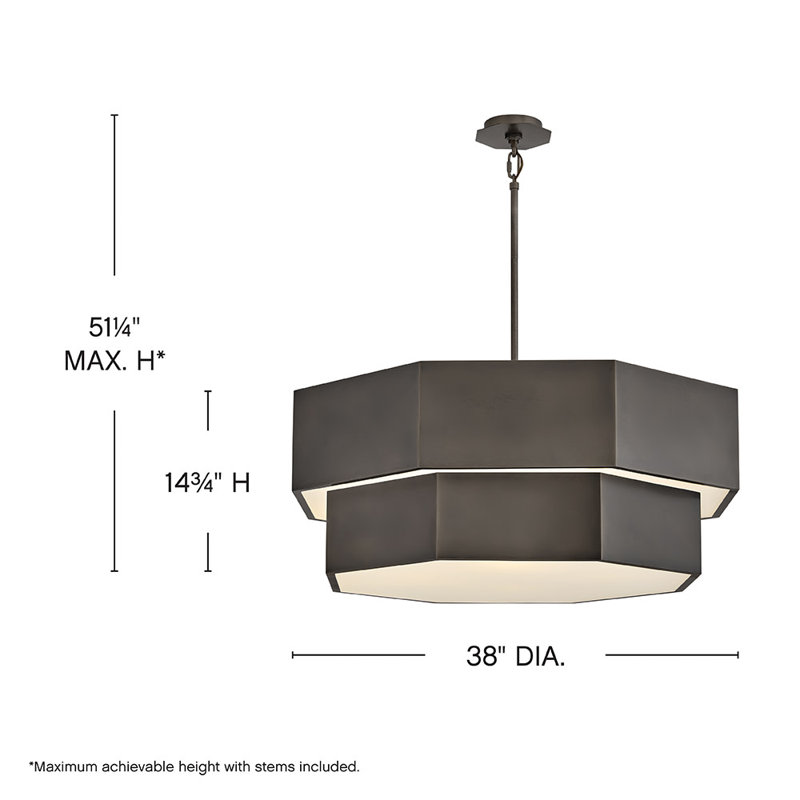 Hinkley Facet Convertible Chandelier, Black Oxide