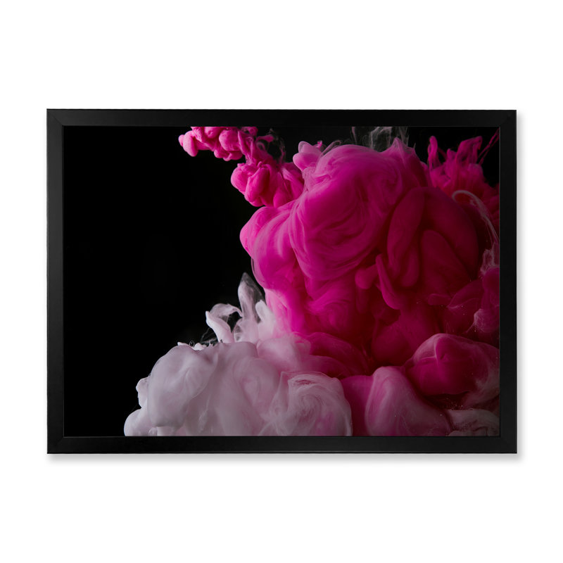 Peinture abstraite éclaboussure rose - œuvre d'art moderne sur toile, Cadre noir, H 8 po x l 12 po x P 1 po