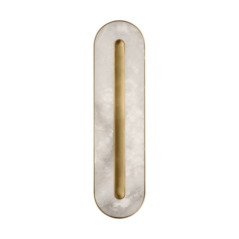 Wyllis LED Flush Mounted Sconce, 18" H x 2.6" W x 4.7" D, Hand Rubbed Antique Brass