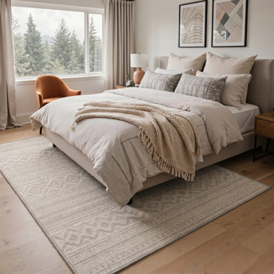 Tapis beige / ivoire Aldora lavable à la machine avec envers antidérapant