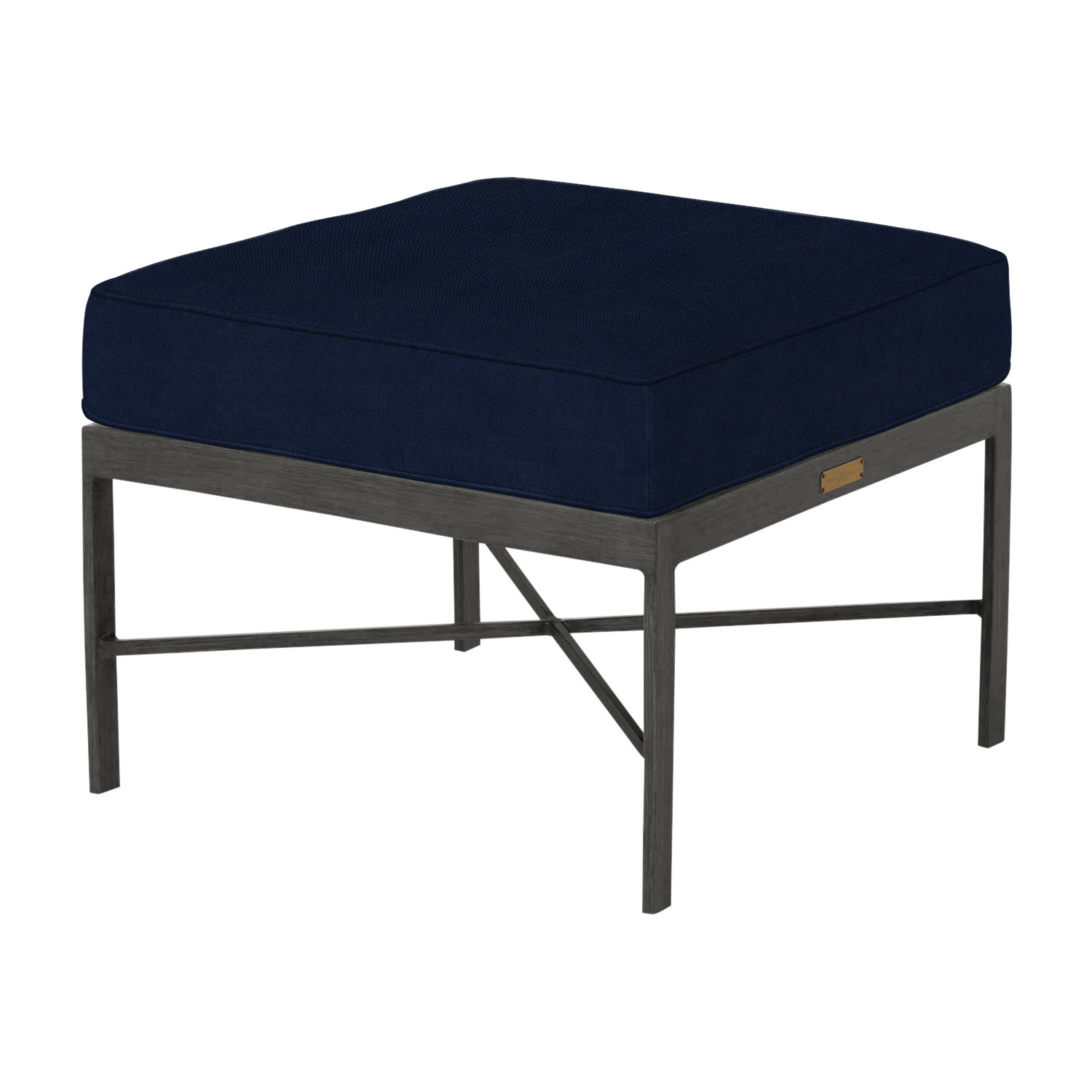 Monaco Patio Footstool, Slate Gray, No Welt, Indigo Velvet