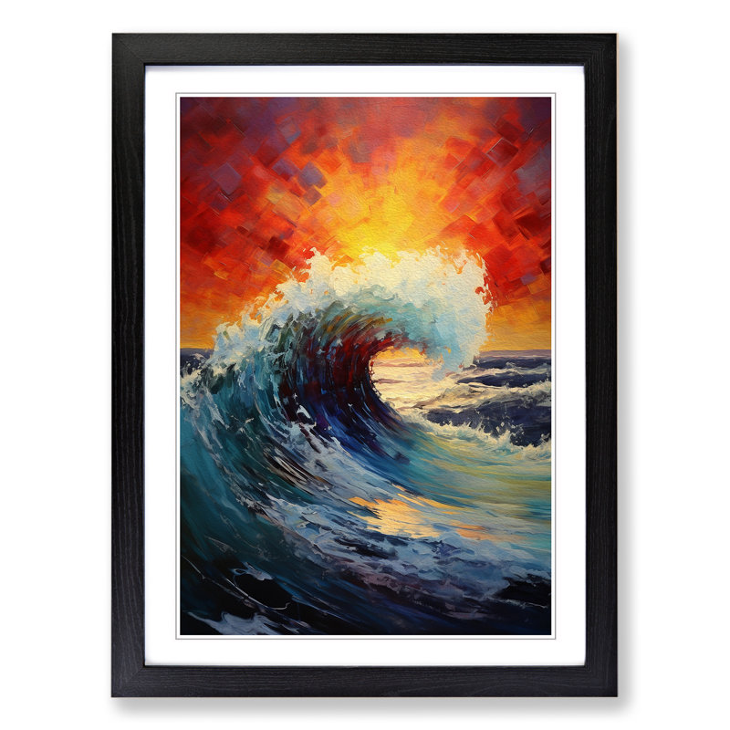 Ocean Expressionism No.2 - Single Picture Frame Print on Wood, Black , 64cm H x 46cm W x 2cm D