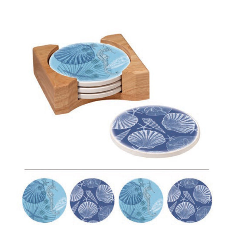 Ensemble de sous-verres 4 pièces avec support Shell