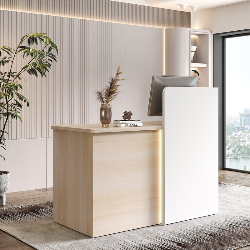 Bureau de réception rectangulaire moderne avec serrure numérique et gestion des câbles