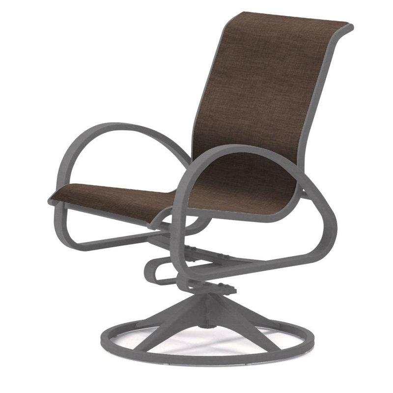 Aruba 1 Outdoor Dining Armchair, Textured Graphite, Mocha Sunbrella®