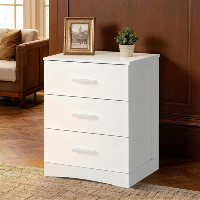 Night Stand With 3 Drawers, Small Nightstand With Storage, Wooden Bedside Table Modern End Table For Bedroom, Living Room, Office