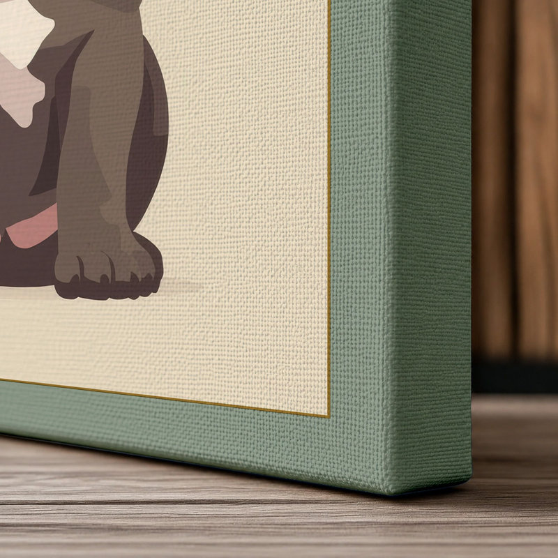 Playful Bulldog Modern - Wrapped Canvas, Sage Border, 30x20 - 76.2 x 50.8 cm