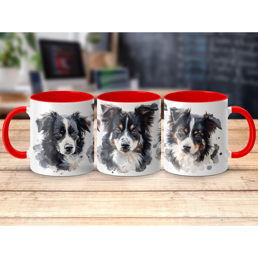 Watercolor Border Collie Design 11oz Coffee Mug