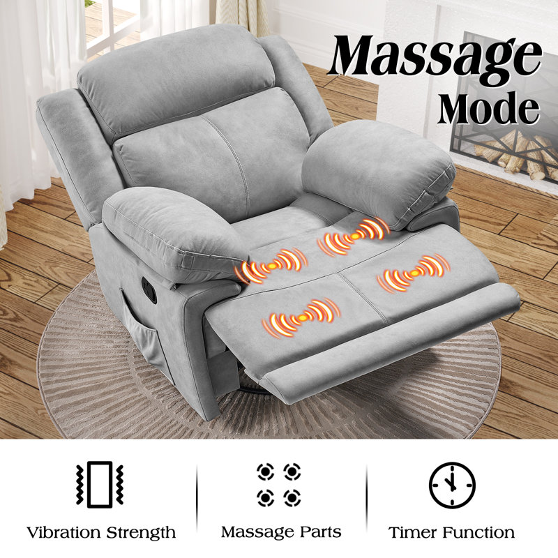 Upholstered Massage Chair, Light Gray Fabric