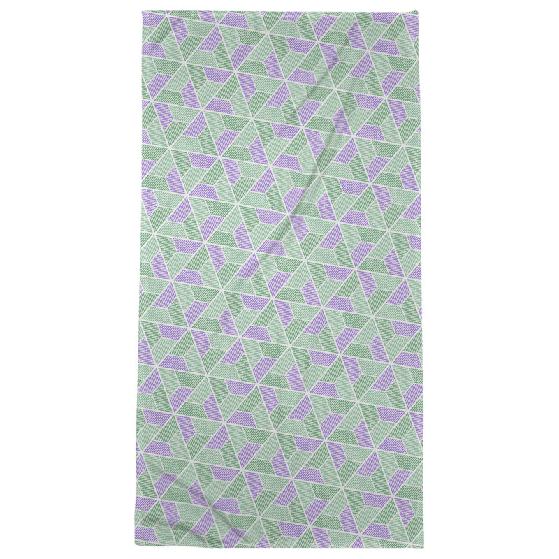 Serviette de bain trapézoïde, Vert/mauve