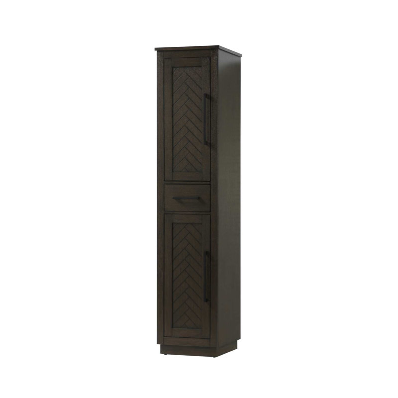 Armoire de rangement pour salle de bain 16 po en chêne chocolat, 72" H x 16" W x 18" D, Chêne chocolat