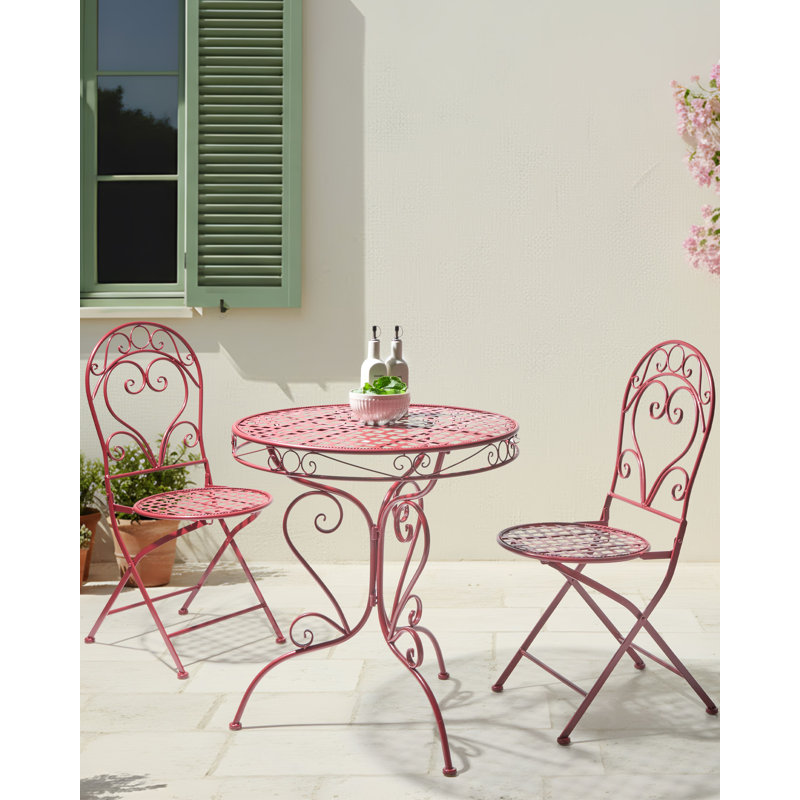 Folding Patio Dining Side Chair, Red