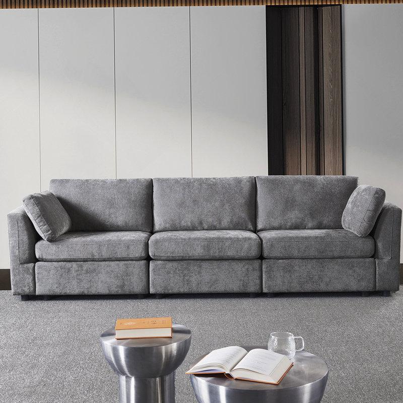 Comfortable Chenille Modular Sofa with Soft Seat and Back, Ideal for Relaxation, Gray