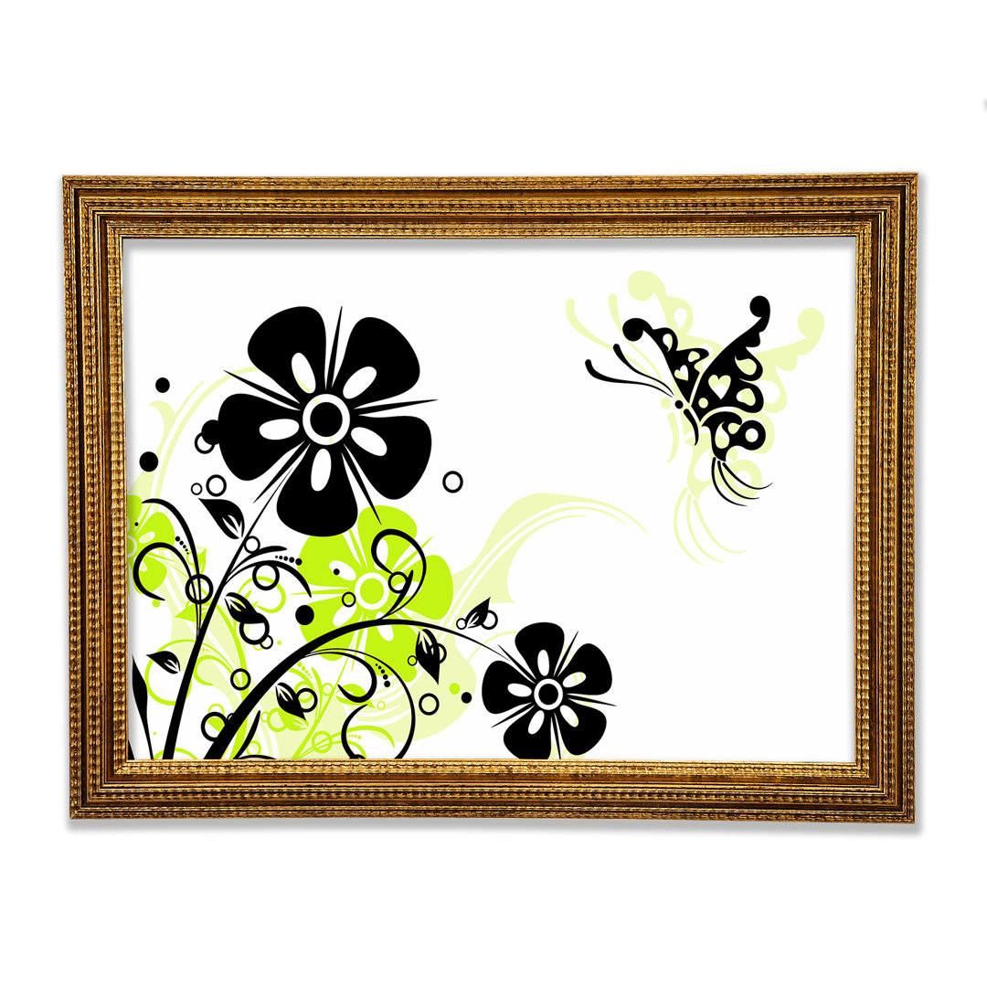 Schwarze Blume Schmetterling - Druck