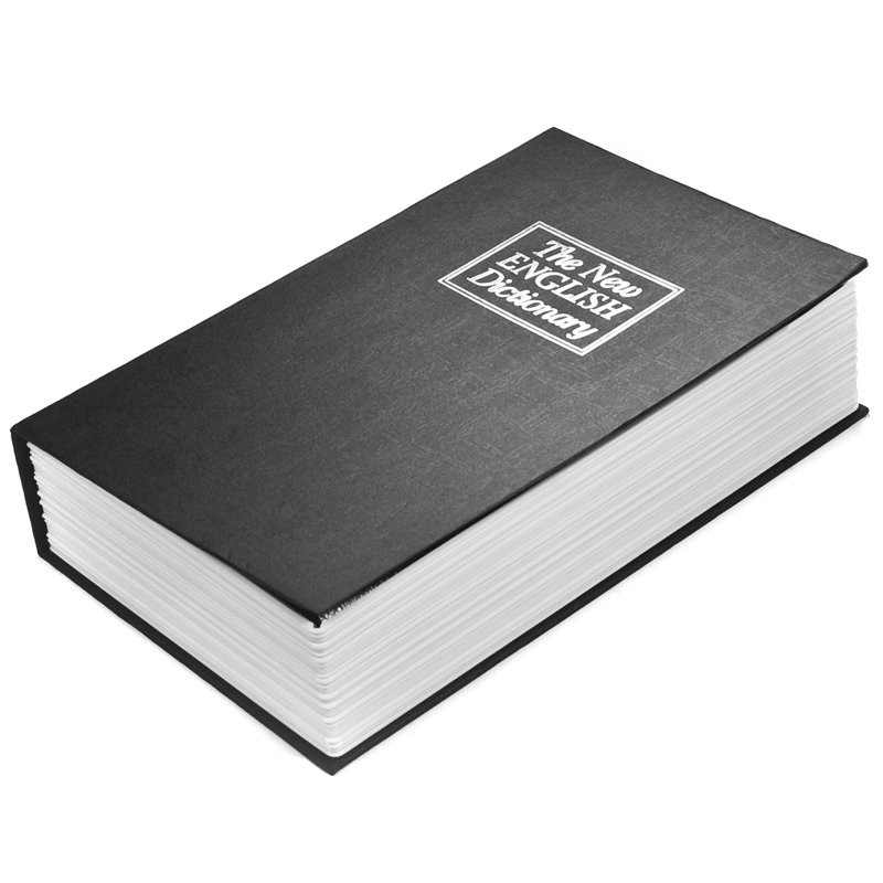 DICTIONARY BOOK LOCK BOX WITH KEY BLACK